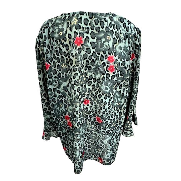 Stunning! Y2K Leopard Print Blouse,No Size, Button Up ,Flare Wrists,Gypsy,Office - Picture 3 of 7